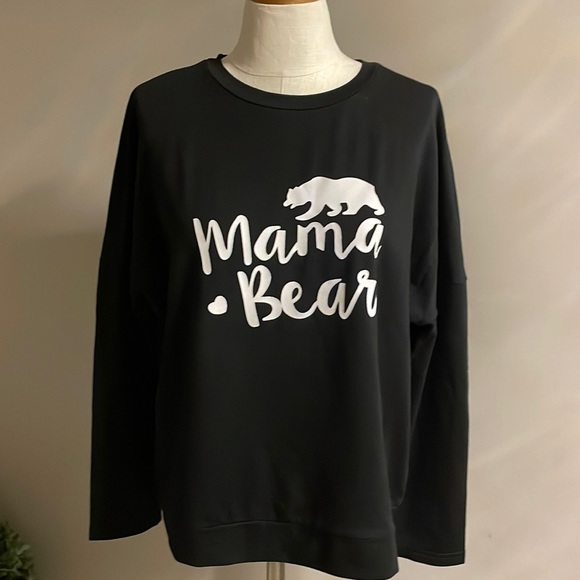 MAMA BEAR woman’s knit ‘sweatshirt’ like top drop long sleeve cotton blend M - Picture 1 of 12